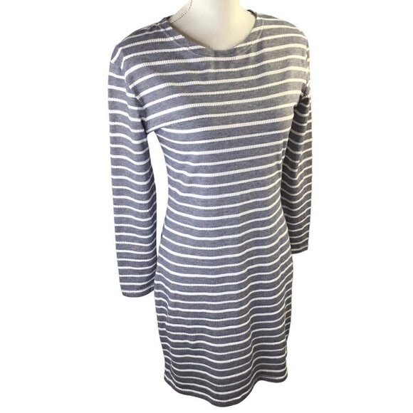 Sail to Sable STS Dress Blue White Striped Size XS 3/4 Sleeve Zipper Textured - Picture 1 of 10